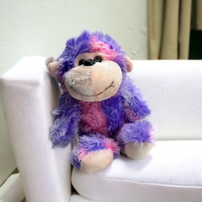 Calplush Monkey Chimp Glass Eyes Nose Pink Purple 7''  Plush Stuffed Animal