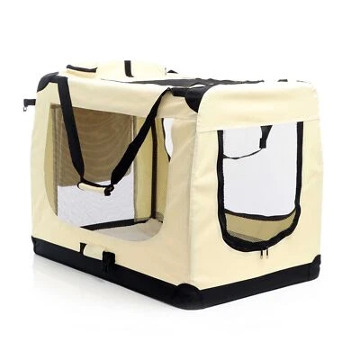 Fudajo faltbare Transportbox Beige XXXL 100x69x69cm Hundebox Reisebox Katzenbox
