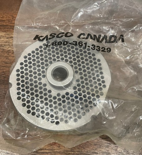 NEW - KASCO Meat Grinder Plate Part No. 9/64, 3 7/8" O.D., 1/2" Bore - Bild 2 von 3