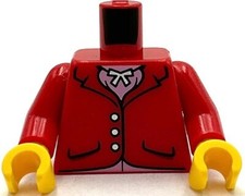 Lego Nueva Chaqueta de Montar Torso Rojo con Bolsillos Botones de Plata Colgante Collar Parte