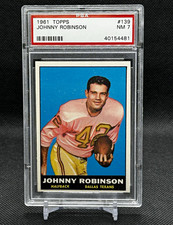 Topps 1961 Johnny Robinson RC #139 Dallas Texans PSA 7 NM Football Rookie Card. rookie card picture