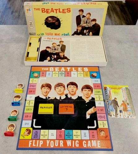VTG 1964 The Beatles Flip Your Wig Board Game + Bonus Ad Insert Milton Bradley