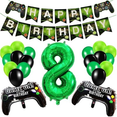 Geburtstagsdeko Jungen 8 Jahre Gaming Ballons Banner Luftballons Party Zubehör