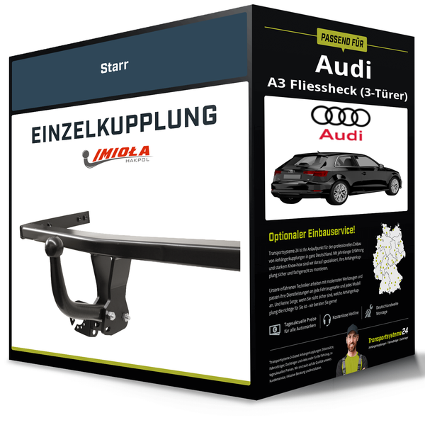 Starre AnhäNgerkupplung für Audi A3 Fliessheck 12- Typ 8V Imiola Hak-Pol NEU-image