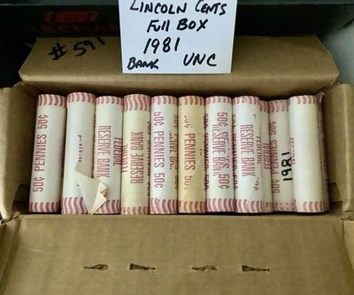 ONE (1) OBW 1981 Copper FRB Batdorf Bank Wrapped BU Roll Lincoln Memorial Cents