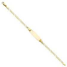 14k Solid Yellow Gold Heart Baby ID Bracelet Corazon Pulsera Oro Solido Bebe 6in