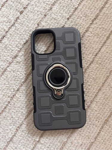 Apple iPhone 12 Mini Case Gray Plastic with Ring Holder Stand Grip Cover - 第 1/2 張圖片