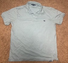 Men's Simply Southern Polo Shirt Blue with Black Stripes Size Large