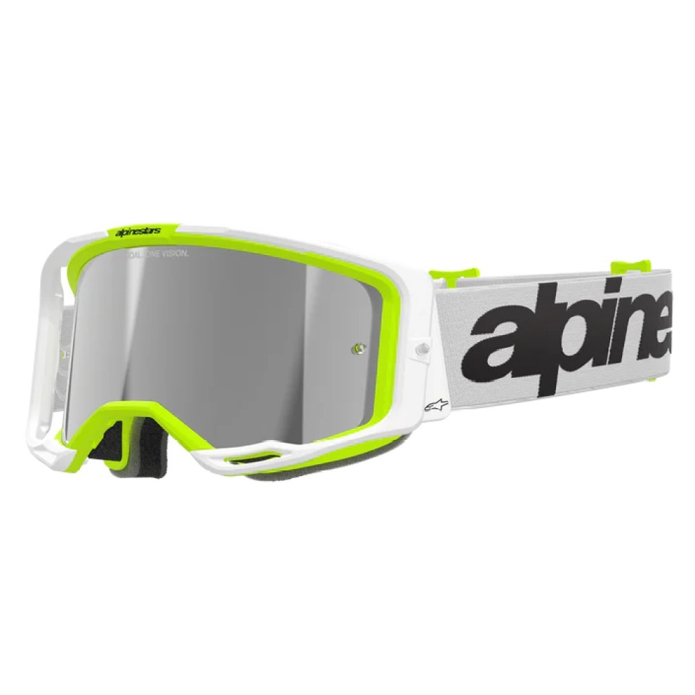 Alpinestars Vision 8 Wordmark Goggle White Yell Flo Mirror Silver