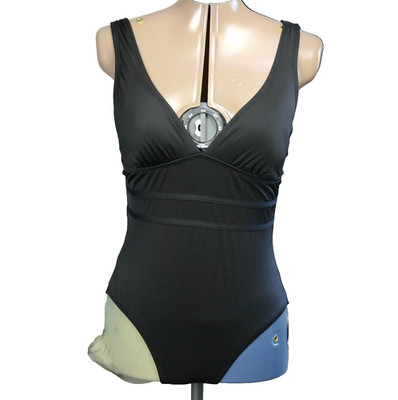 Apt. 9 Strappy Back One Piece Swimsuit Deep V Neck Stretchy Black Medium