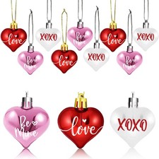 24 Pcs Valentine Tree Decorations Small Heart Ornaments Red Pink White Mini Set