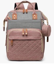 Diaper Backpack, Baby Nappy Waterproof Changing Bag with Insulated Pockets PINK