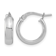 14k White Gold Polished 2.9mm Hoop Earrings Perfect Gift for Her