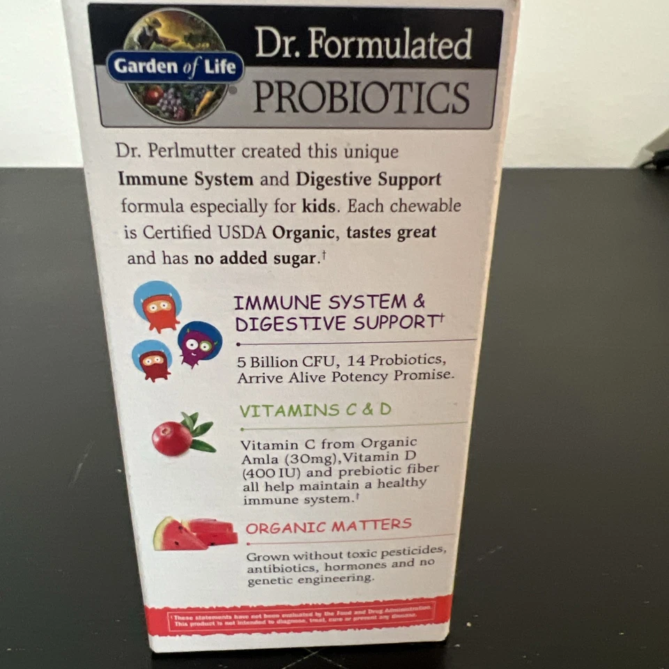 Garden Of Life Probióticos Orgánicos Niños 5 Mil millones Sandía 30 Deliciosos Masticables Foto 2 de 4