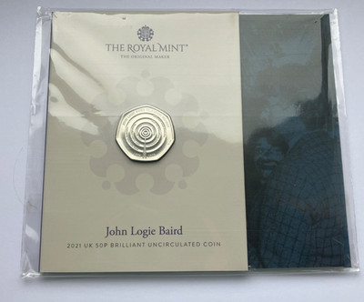 JOHN LOGIE BAIRD FIFTY 50 PENCE 50P COIN BRILLIANT UNCIRCULATED BU PACK 2021