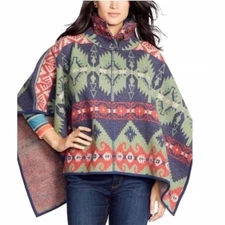 Ralph Lauren Southwest Aztec Poncho Womens S/M Cape Shawl 100% Wool