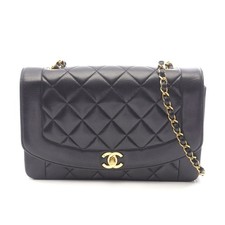 Chanel Lambskin Diana Flap Shoulder Bag Women Black One Size 656319