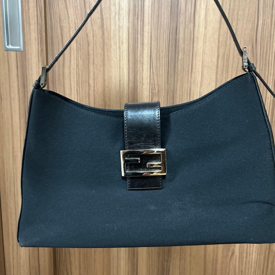 FENDI Mamma Bucket Shoulder Bag Suede Black Authentic I1203276