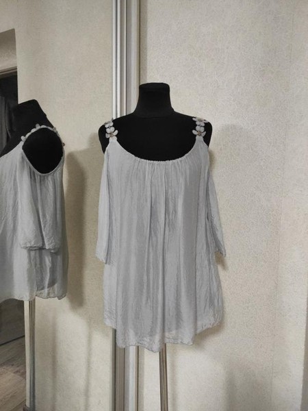 Women Ballin Shirt Grey Silk 36 / S / 44