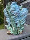 Vintage Nelson McCoy Pottery Hyacinth Vase 1940’s Floral Detailing Blue Glaze