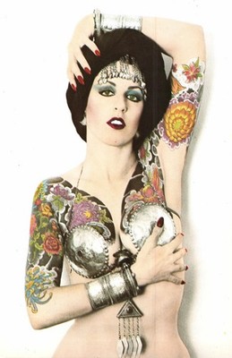 Tattooed Woman Avant-Garde by Roberto Rabanne 1970s Photo Art Postcard