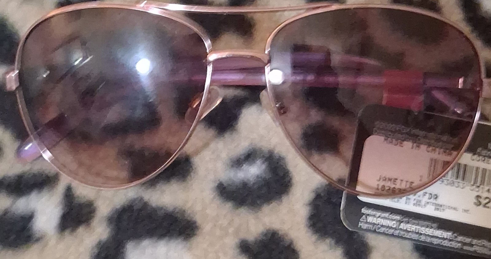 Foster Grant Janette Aviator Sunglasses Rose Gold Metal Frame Brown UV400