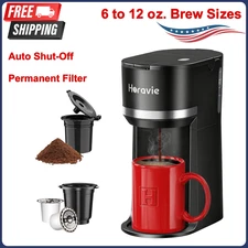 Mini Single Serve Coffee Maker - K Cup and Ground Coffee, Fast Brew, 6 to 12 oz.