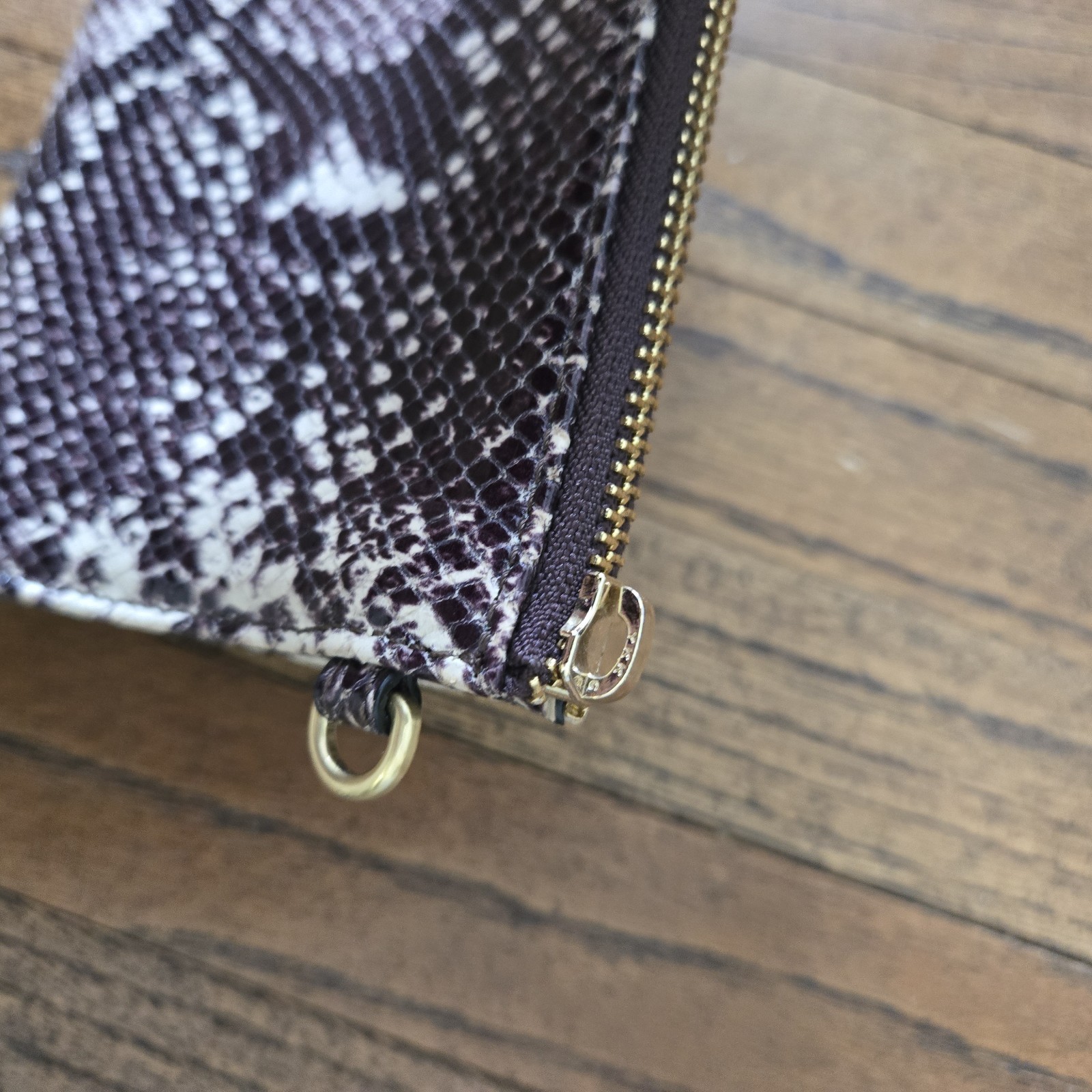 Brahmin Brown Beige Python Snakeskin Wristlet Clu… - image 20