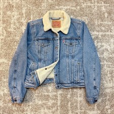 Levi  s Denim Sherpa Lined Trucker Jacket Womens Ex-Boyfriend M