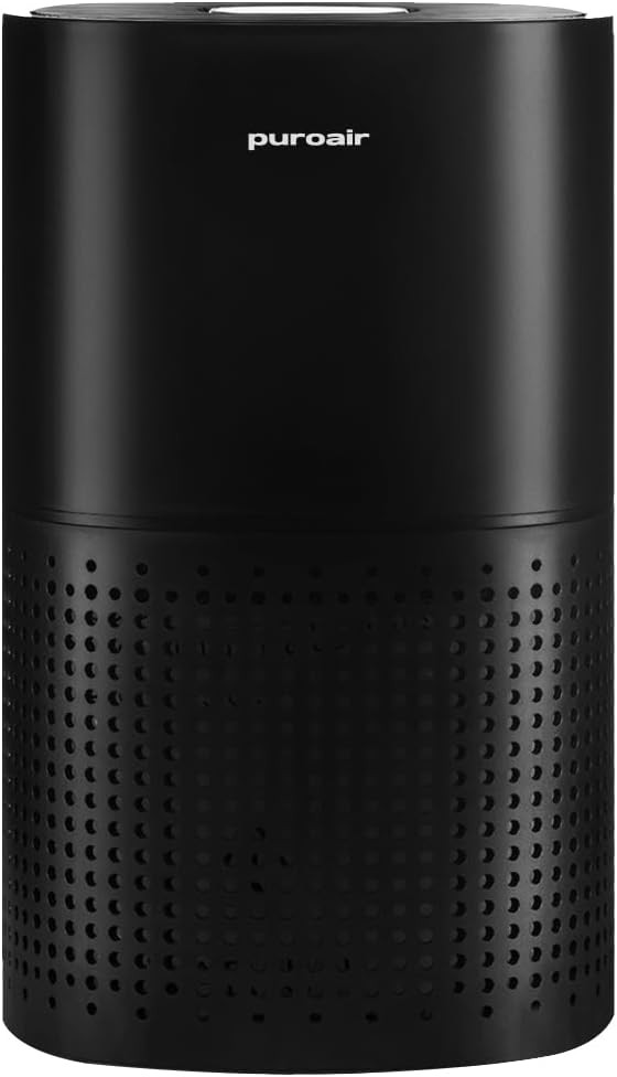 Powerful PuroAir HEPA Air Purifier for Large Home Rooms up to 1,115 Sq Ft in Sleek Black