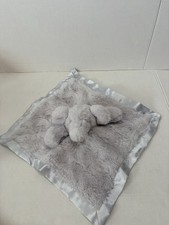 Gray Plush Elephant Lovey Satin Trim