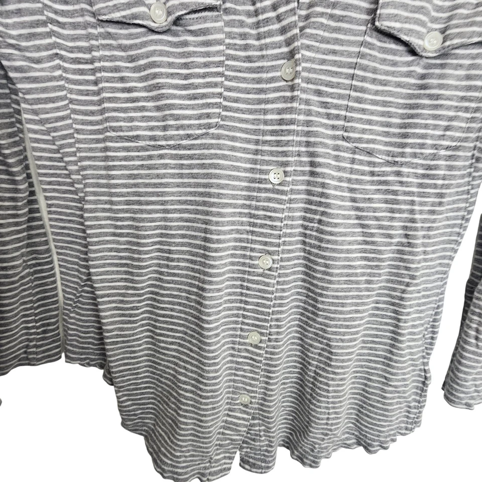 Top James Perse Mujer Rayas Clásico Botón Frontal Talla 2 Cápsula Minimalista Foto 3 de 4
