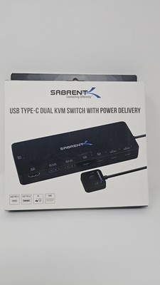 SABRENT USB Type C Dual KVM Switch with Power Delivery [USB-CKDH]