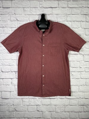 Element Mens XL Short Sleeve Button Down Shirt Red Casual Skateboard Streetwear