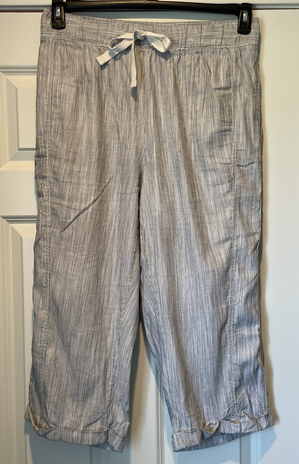 Lane Bryant Women's Cropped Striped White Black Pants Size 14 / 16