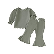 Girl 2-piece Clothes Set Infant Girl Cotton Long Sleeve Shirt and Pant Fall W...