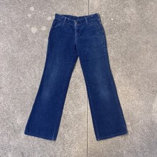1970s Vintage Sears Roebuck Blue Corduroy Pants Womens bootcut flares lowrise 28