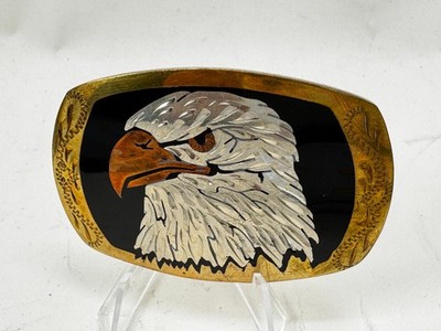 Belt Buckle Bald Eagle Head Gold Silver & Copper Tone Vintage German Silver
