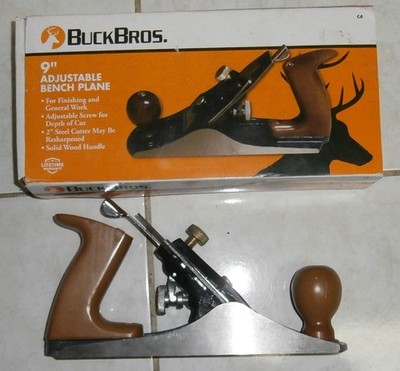 Buck Bros. 9'' adjustable smooth bottom bench plane with box and paper