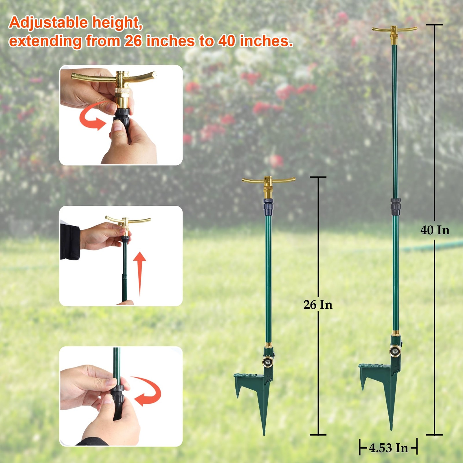 3-Arm Garden Sprinkler, High-Rise Lawn Sprinkler, 360 Degree Rotation Garden ...
