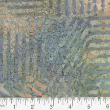 QUILTER'S BATIK 45-inch BTY 100 Cotton Flower Tan Gray and Teal Gridl 50