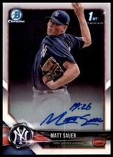 2018 BOWMAN MATT SAUER CPA-MSA MINT 1ST AUTOGRAPH BASEBALL NEW YORK YANKEES