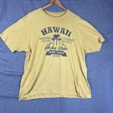 Hawaii Shirt Mens S Yellow Graphic Logo Surf Beach Regular T-Shirt Tee Adult