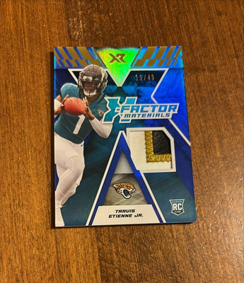 Travis Etienne Jr 2021 Panini XR X Factor Blue Rookie Patch Jaguars /49 RC