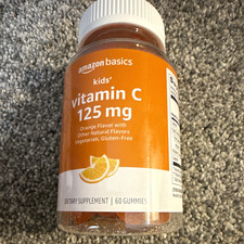 Amazon Basics Kids Vitamin C 125mg Orange Gummies Immune Support 60, Veg GF