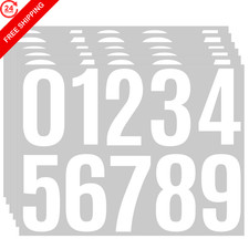 4 Inch Large Vinyl Number Stickers 0-9, 6 Sheets White 8 x 3 inch,