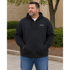 Hurley Mens Full Zip Hoodie Black Fleece Sweatshirt XL HFA24VMZ-16072