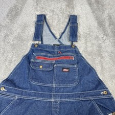 Dickies Overalls Mens Large Dark Blue Denim Cotton Heavy Bib Carpenter Workwear