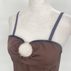 Bustier Corset Top Women Medium Brown Overbust Ring Cutout Lace Up Back Goth