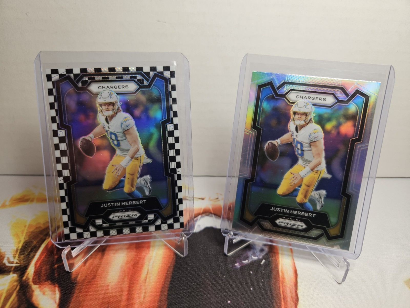 2023 Prizm Justin Herbert Silver and  Black/White Checkerboard Chargers #158